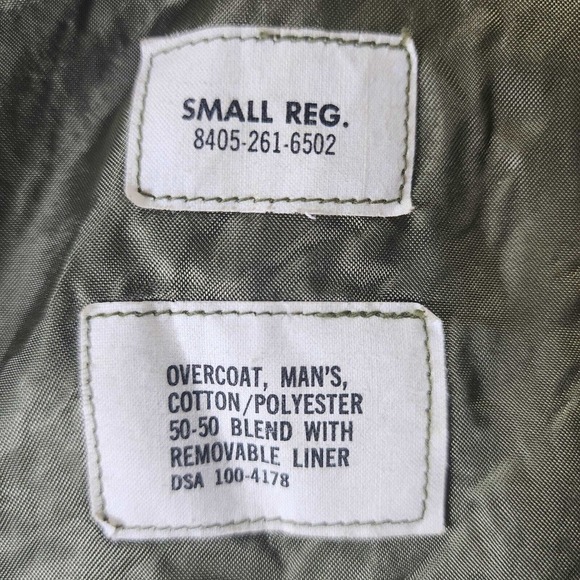 US Army Vietnam Long Overcoat Green Wool Liner Small 8405-261-6502 3rd Infantry - Picture 2 of 16